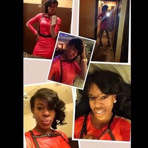 Red  faux leather dress is sooo gorgeous!! Size 6